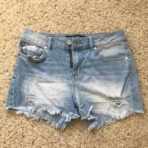 Light blue bleached jean shorts